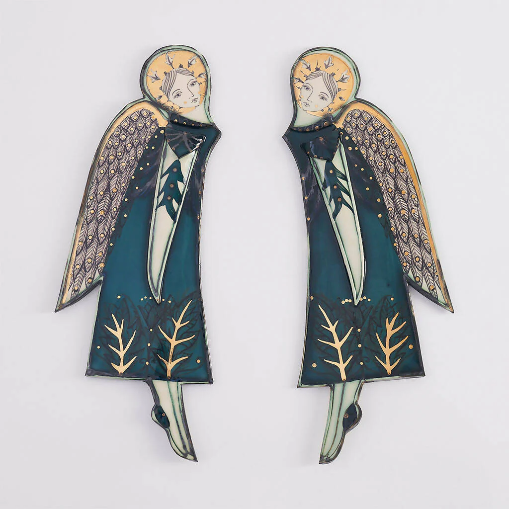 Pair of Ceramic Angels in Ivory - Image 9