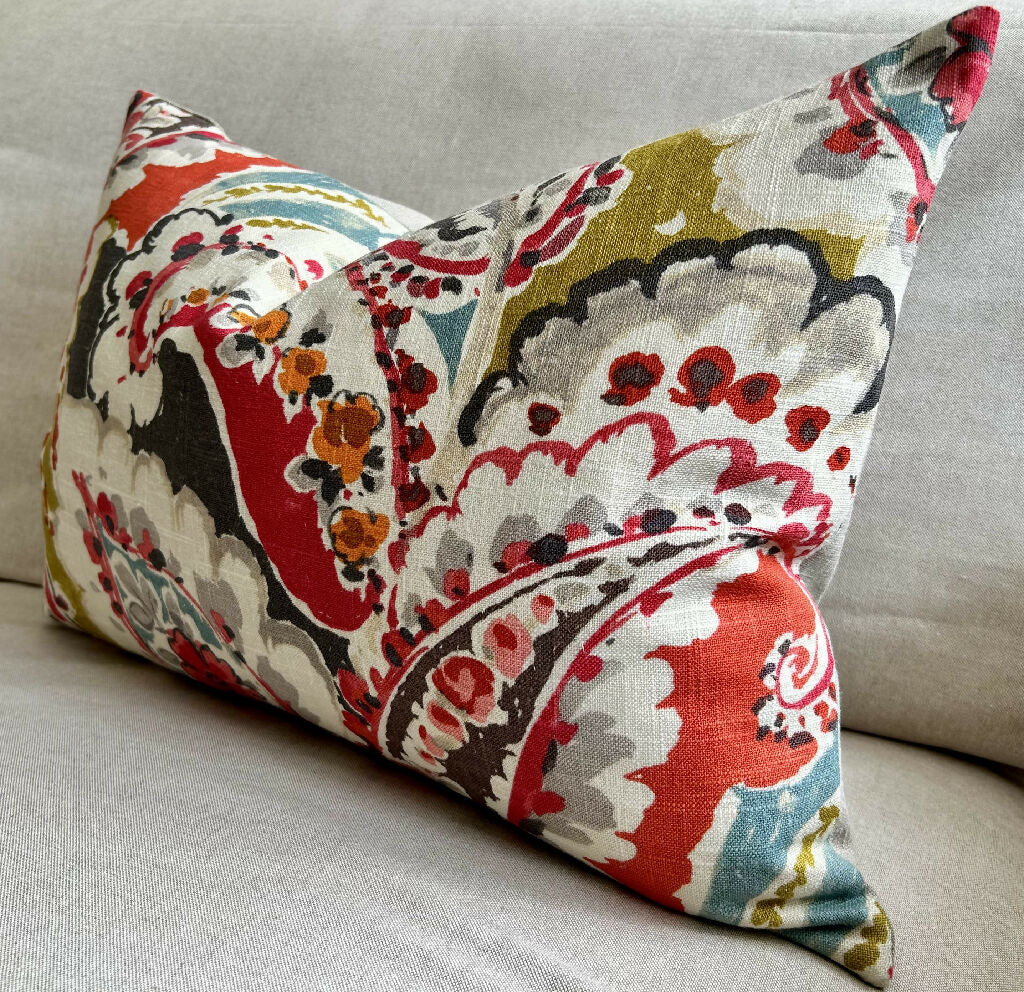 Paisley Linen Rectangular Cushion - Image 2