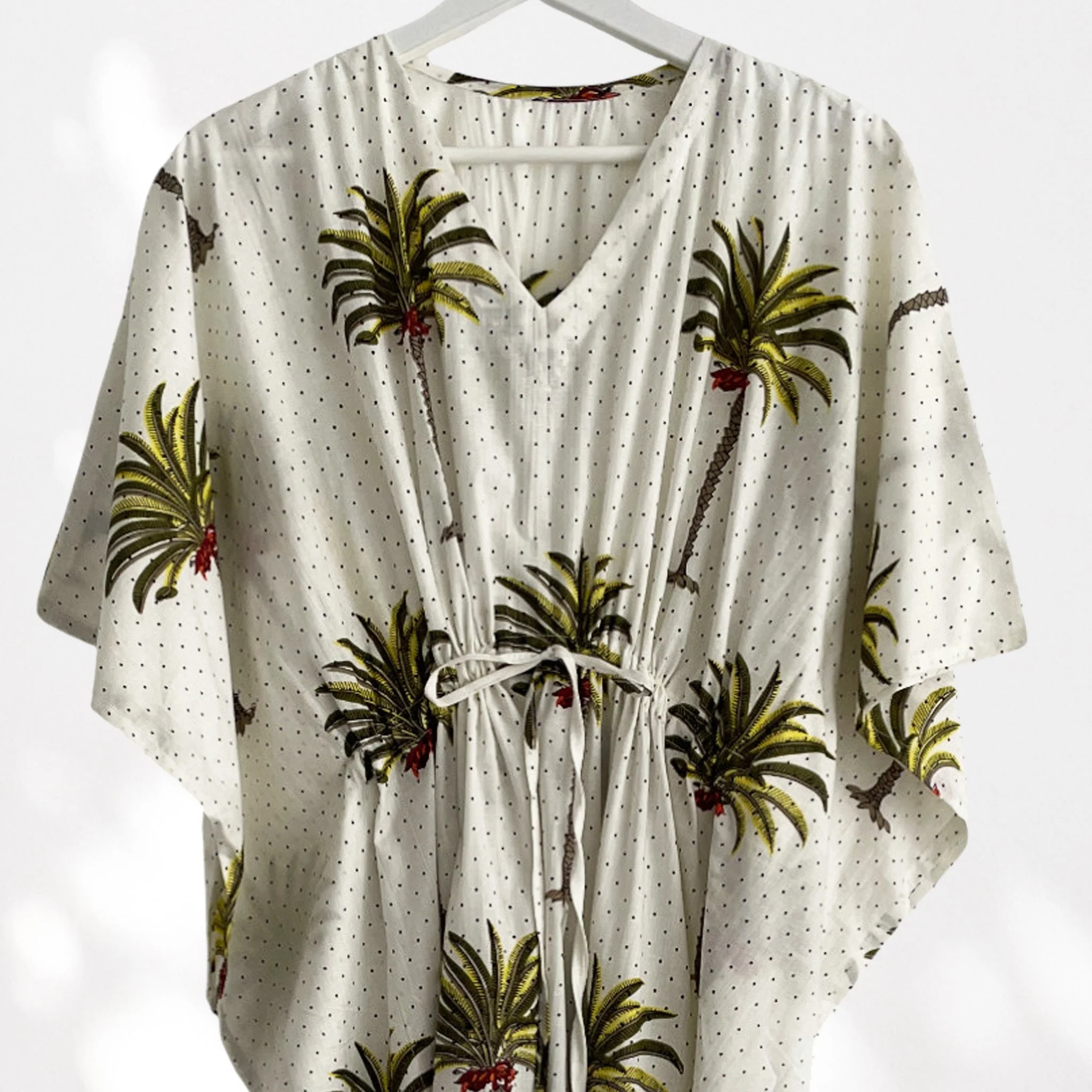 Palm Tree Print Long 100% Cotton Kaftan - Image 7
