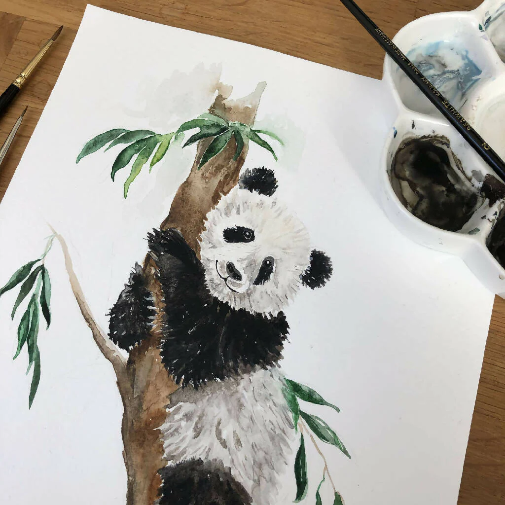 Panda Bear Watercolour Art Print - Image 3