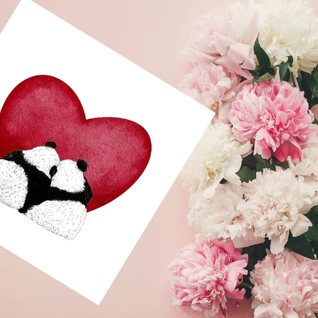Panda Heart Love Greeting Cards - Image 3
