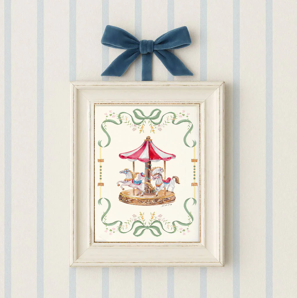 Pastel Carousel Illustration Merry-go-round Artwork - Image 2