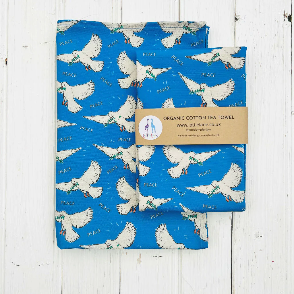 'Peace Doves' Organic Cotton Tea Towel - Image 4