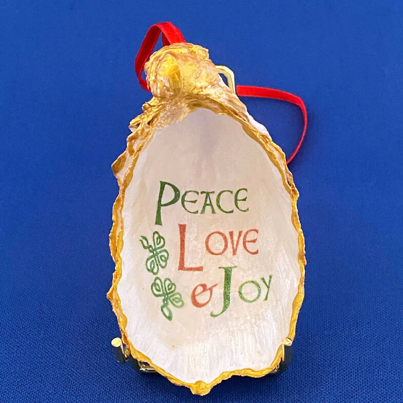 Peace, Love & Joy Oyster Ornament - Image 2