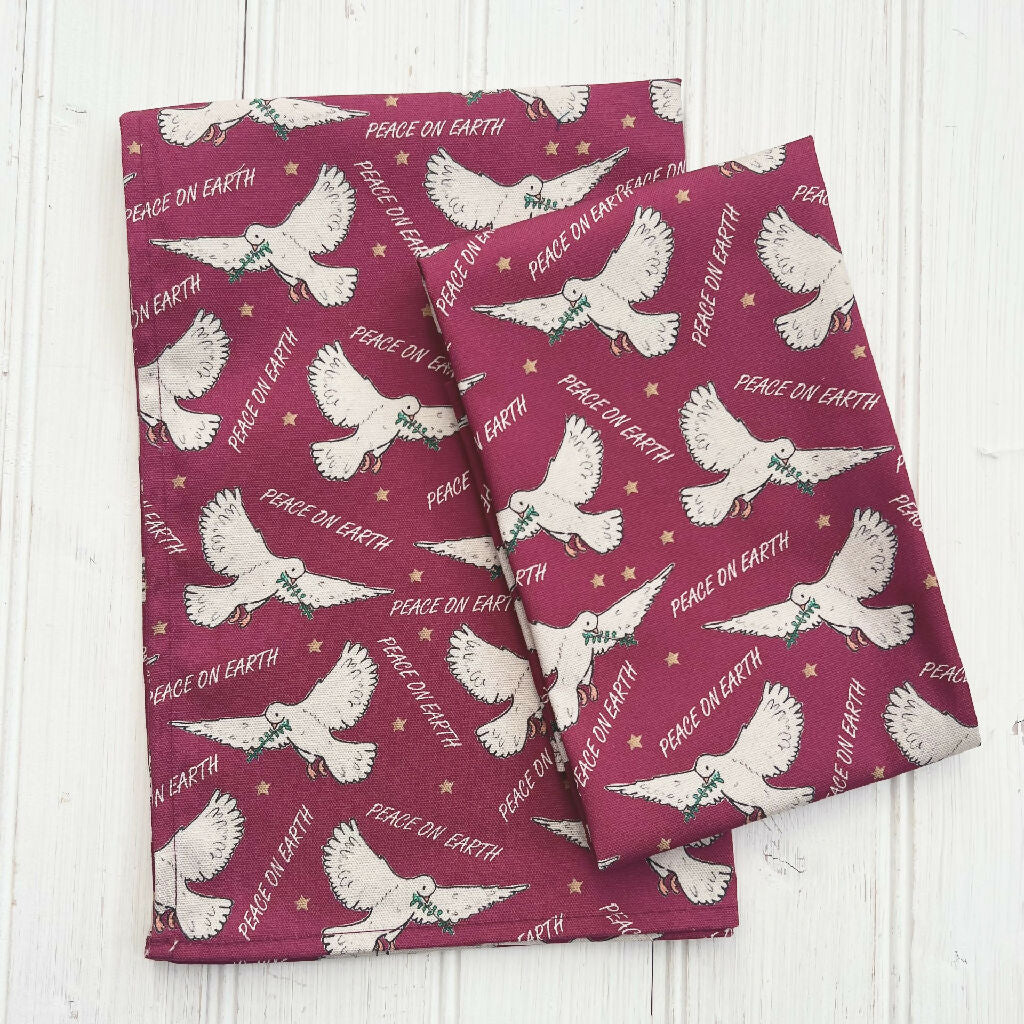 'Peace On Earth' Christmas Organic Cotton Tea Towel