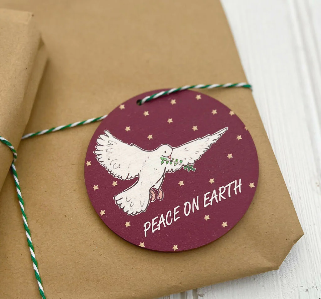 'Peace on Earth' Wooden Christmas Tree Decoration - Image 3