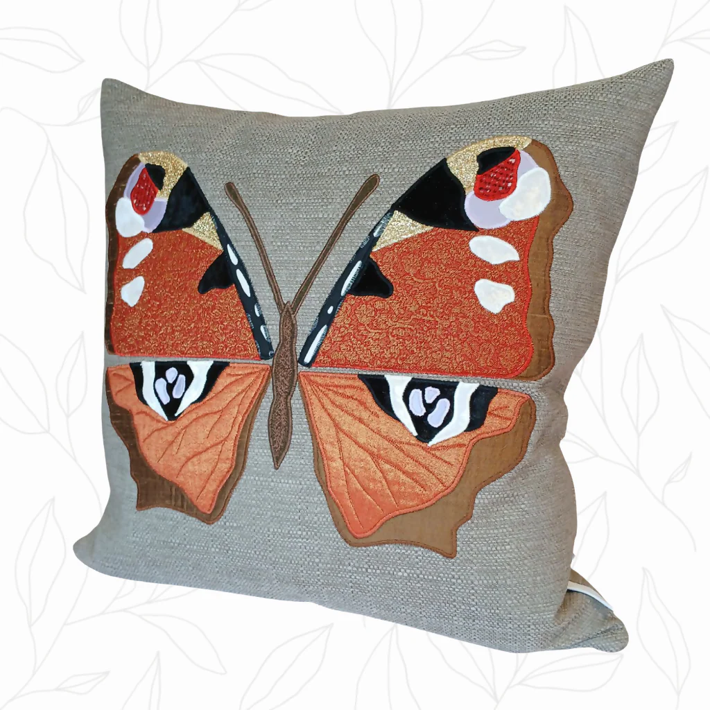 Handmade Peacock Butterfly Cushion - Image 4