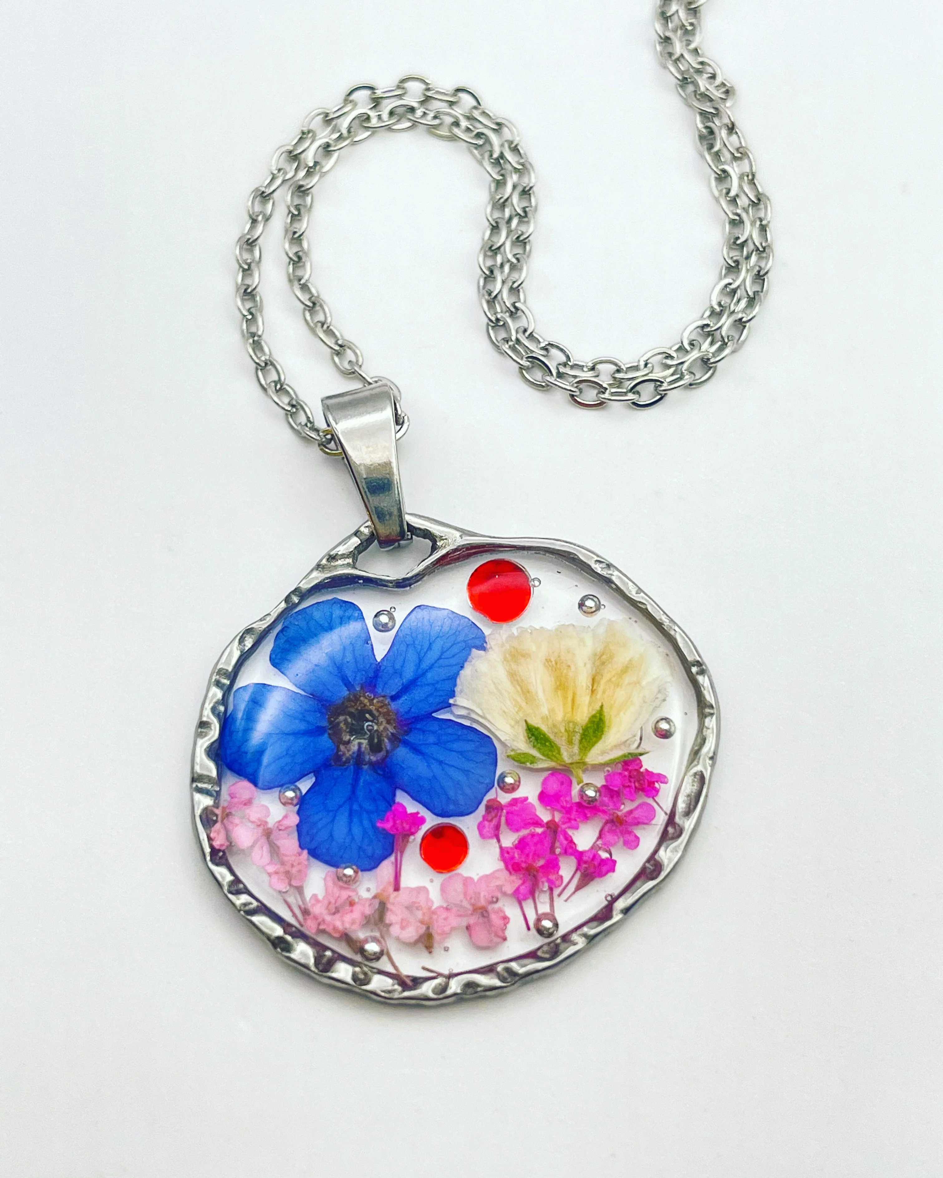 Pendant necklace with real pressed flowers - Image 4