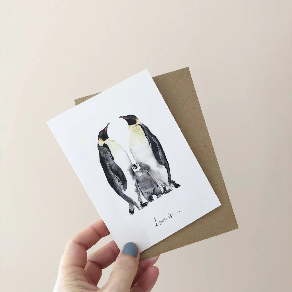 Penguin Love Watercolour Card - Image 3