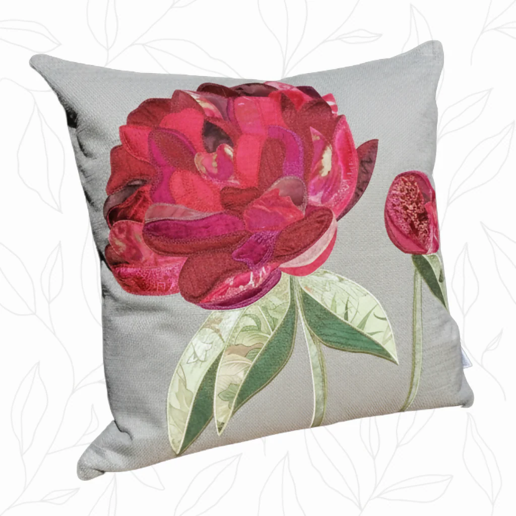 Peony Flower Handmade Cushion - Image 4