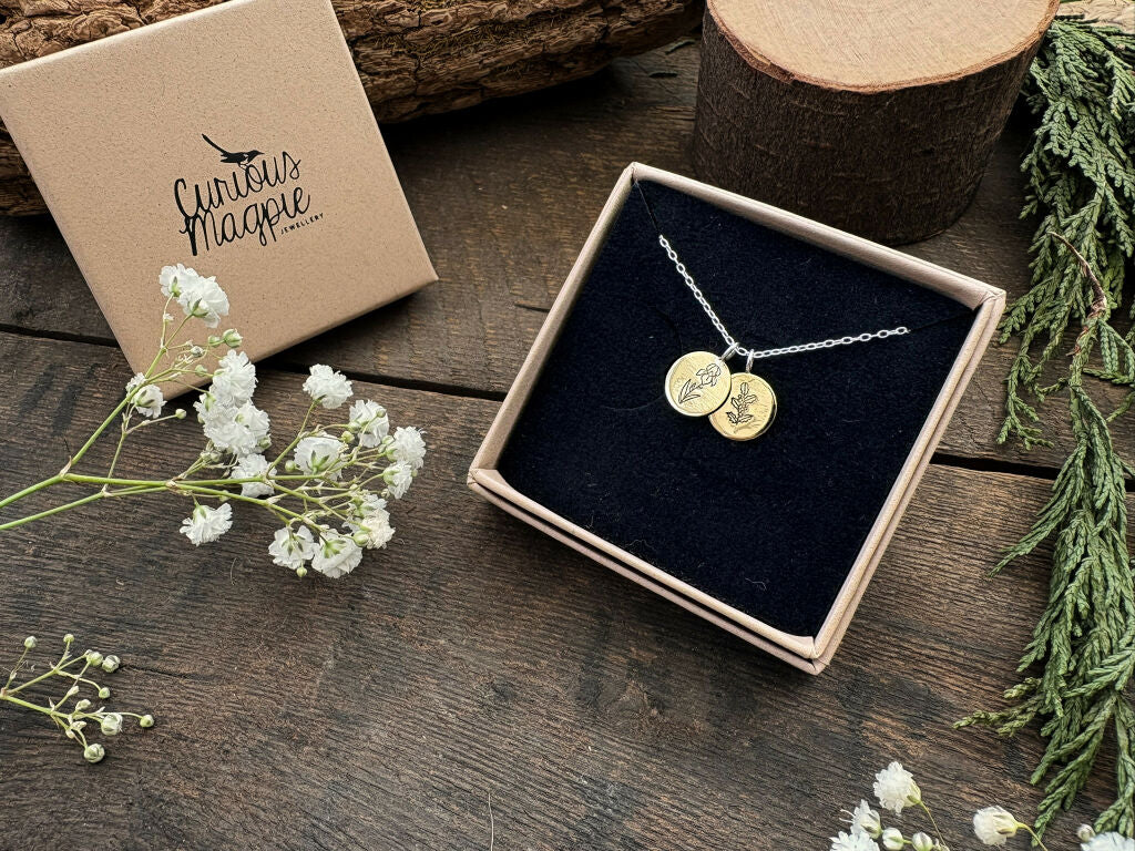 Personalised Brass Birth Flower Bouquet Necklace - Image 9