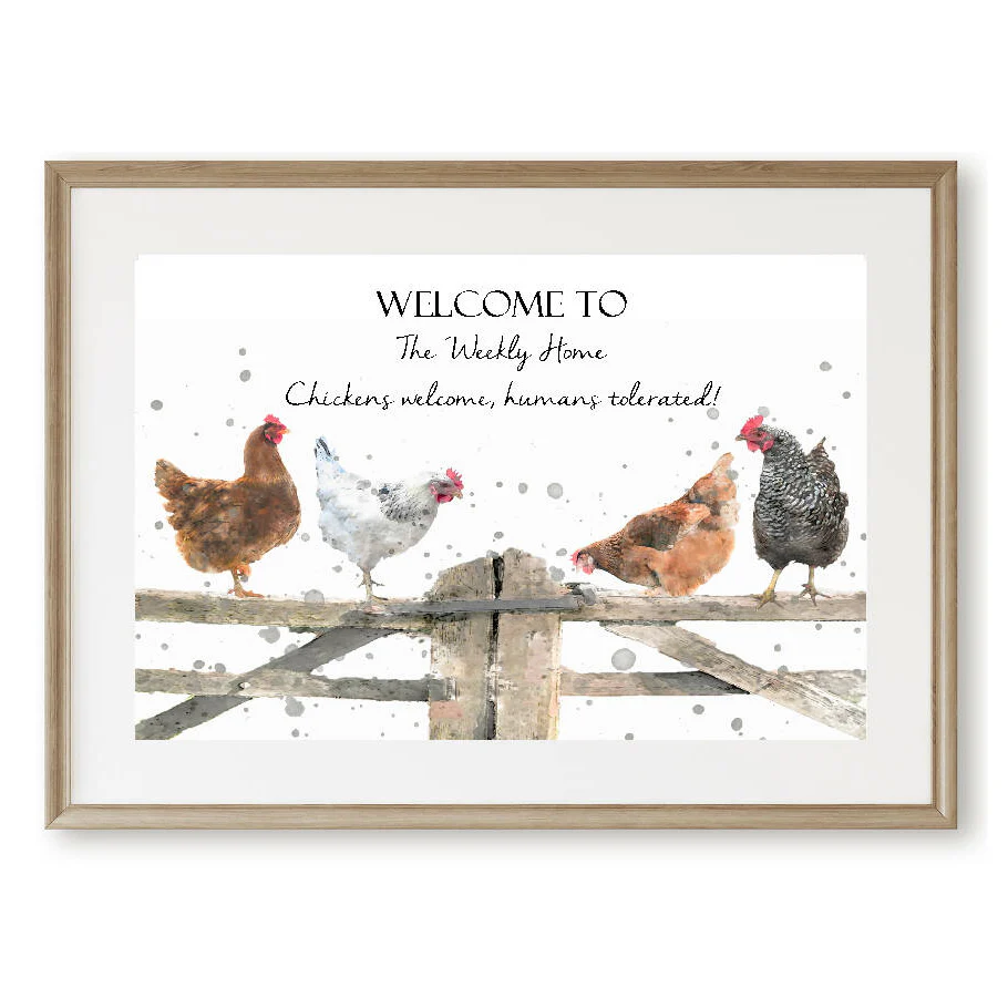 Personalised Chickens On Rural Gate Print - Image 2