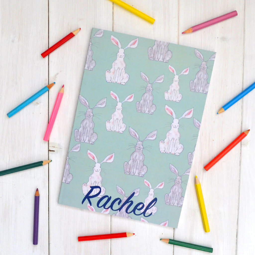 Personalised Easter Rabbits Recycled Journal Drawing Notebook - Image 2