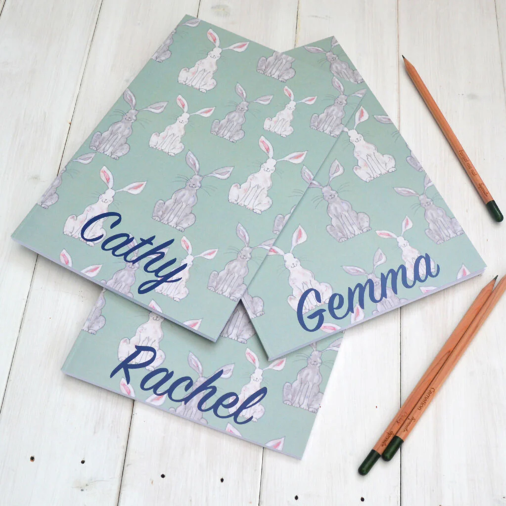 Personalised Easter Rabbits Recycled Journal Drawing Notebook - Image 3