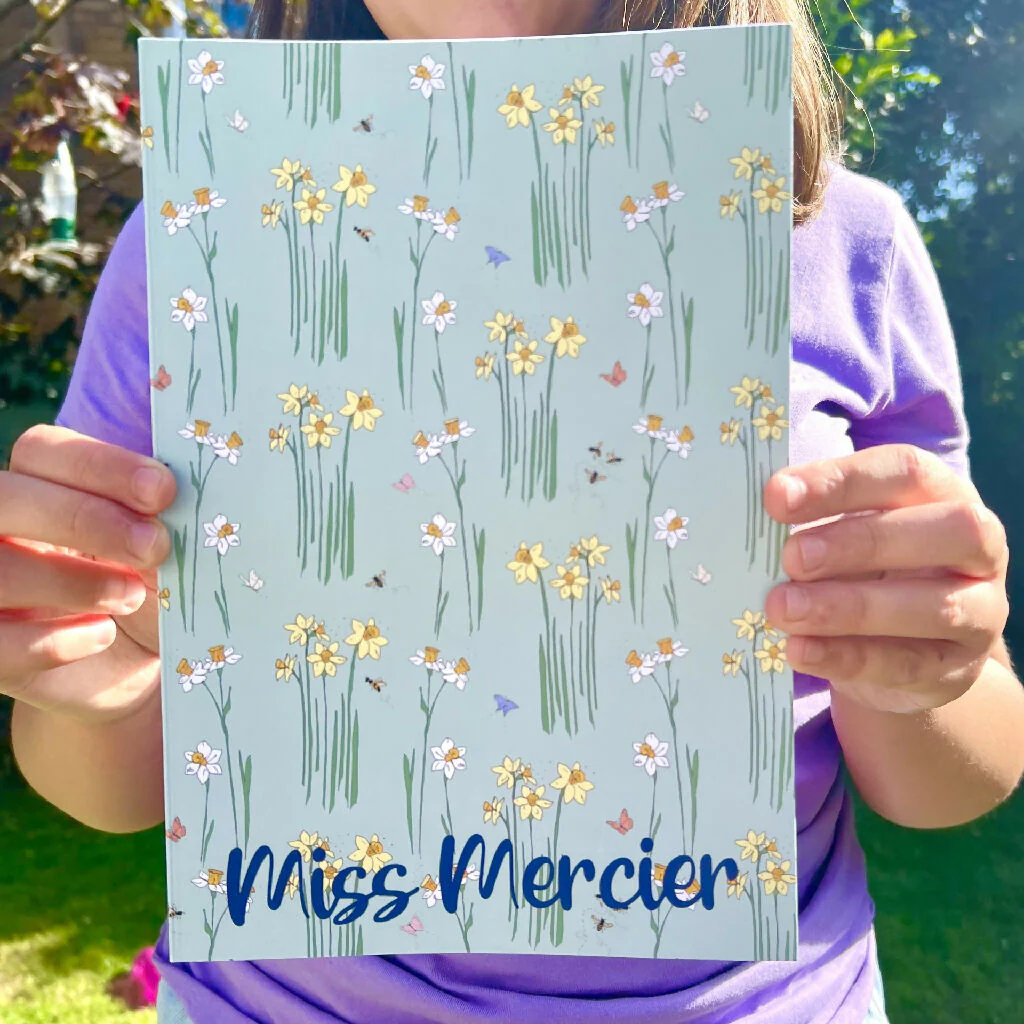 Personalised Floral Teacher Notebook And Sprout Pencil - Image 3