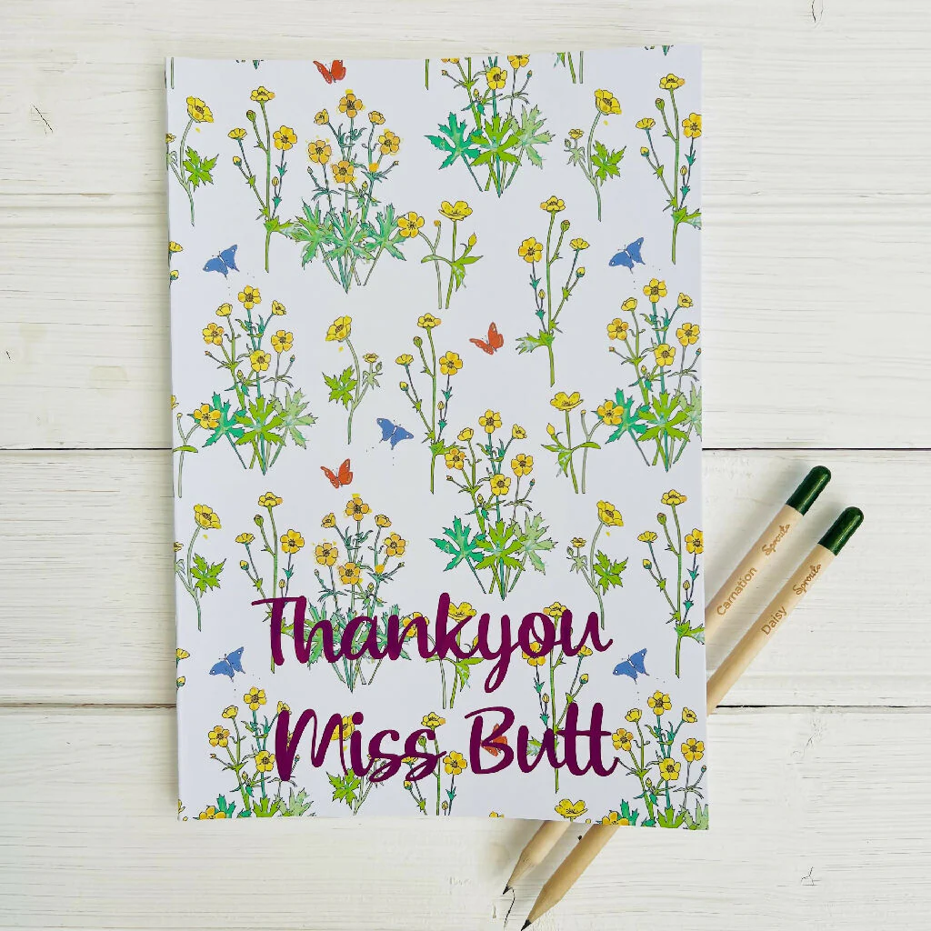 Personalised Floral Teacher Notebook And Sprout Pencil - Image 5