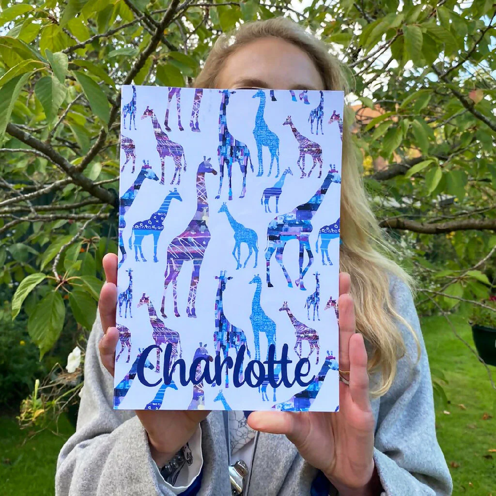 Personalised Giraffes Recycled Journal Drawing Notebook