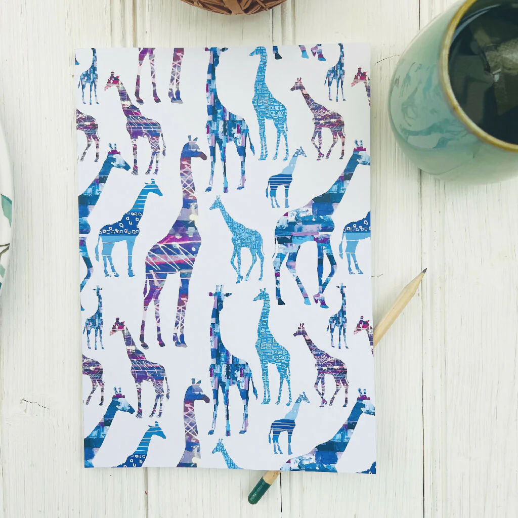 Personalised Giraffes Recycled Journal Drawing Notebook - Image 2