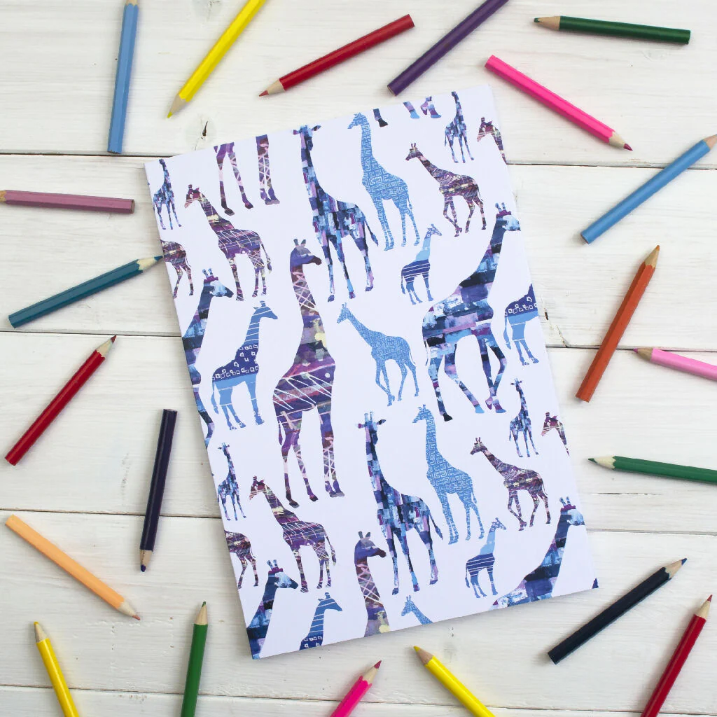 Personalised Giraffes Recycled Journal Drawing Notebook - Image 3