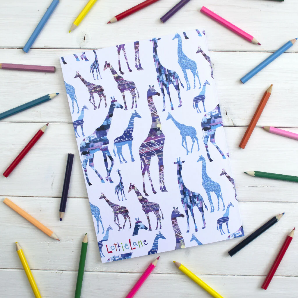 Personalised Giraffes Recycled Journal Drawing Notebook - Image 4