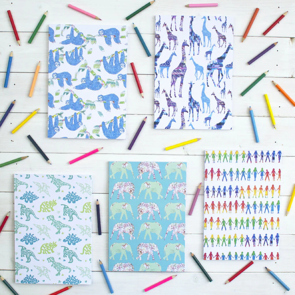 Personalised Giraffes Recycled Journal Drawing Notebook - Image 5
