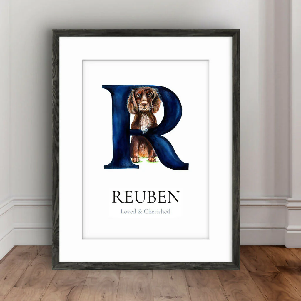 Personalised Hand-Painted Name Illustration – Bespoke Nursery & Christening Keepsake (A4 Mounted) - Image 7