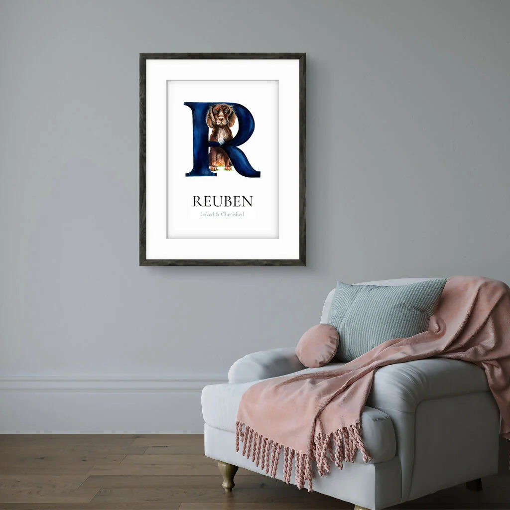 Personalised Hand-Painted Name Illustration – Bespoke Nursery & Christening Keepsake (A4 Mounted) - Image 8