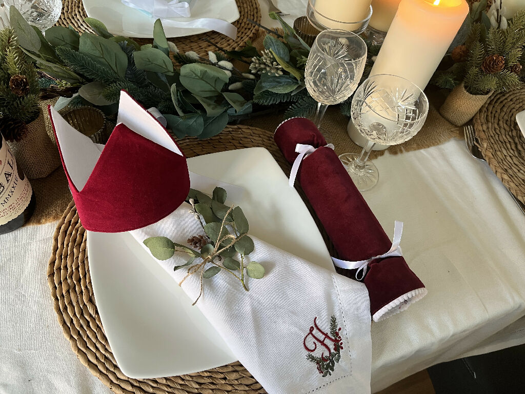 Personalised Initial White or Linen Cotton Christmas Napkins - Image 5