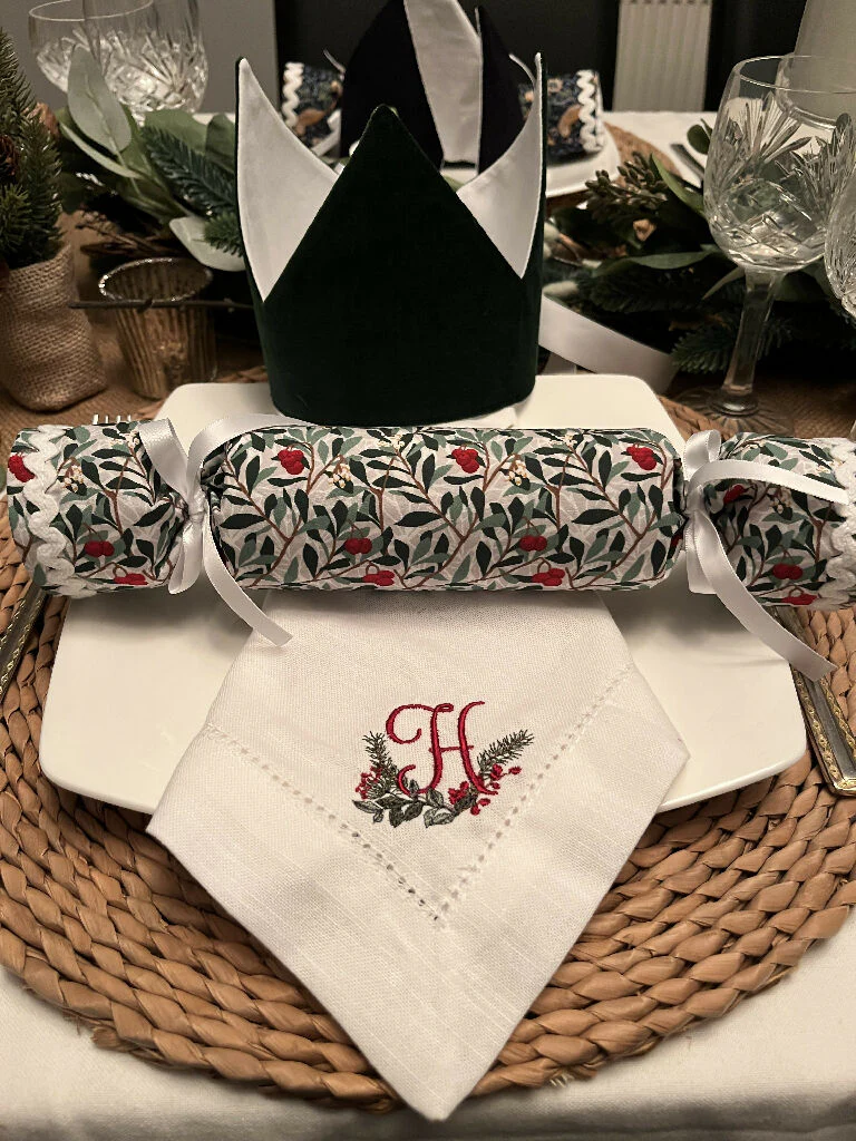 Personalised Initial White or Linen Cotton Christmas Napkins - Image 6