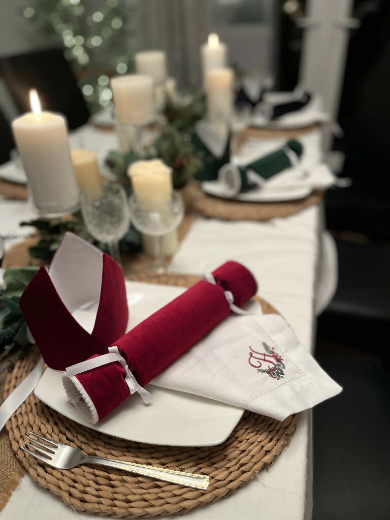 Personalised Initial White or Linen Cotton Christmas Napkins - Image 7