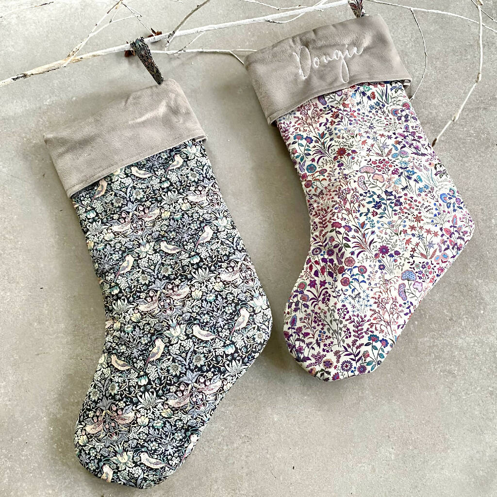 Personalised Liberty Print Velvet Christmas Stocking - Image 2