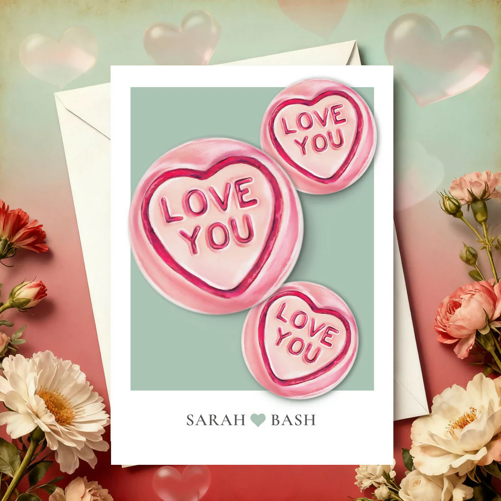 Personalised Love Hearts Anniversary Card – A5