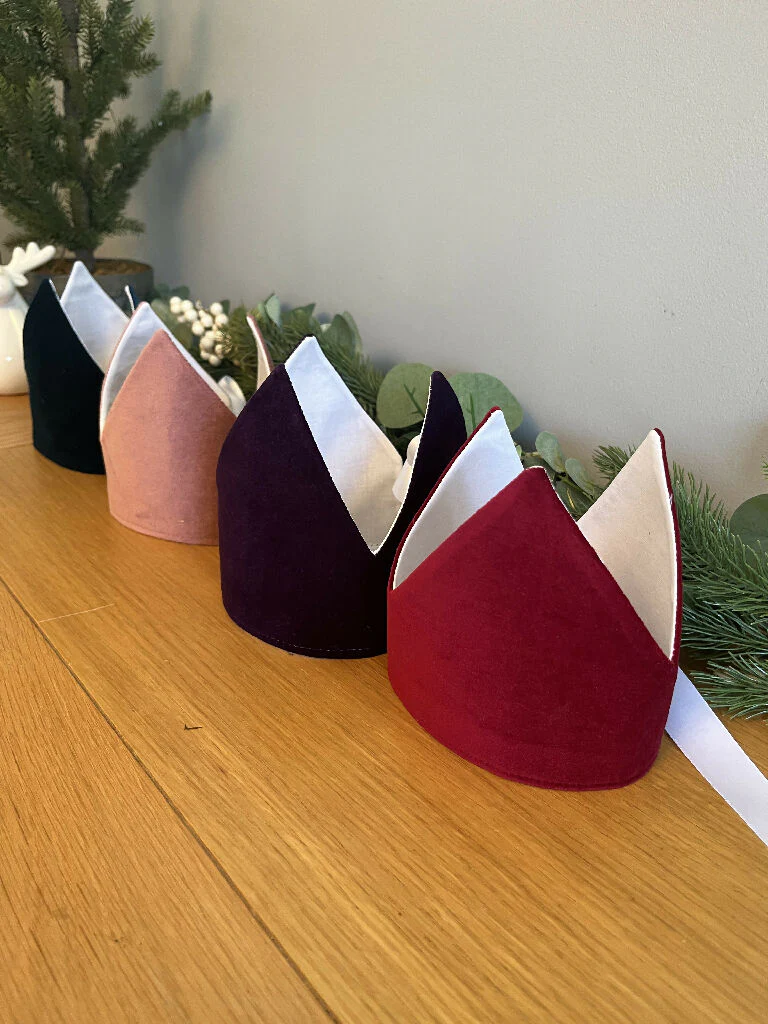 Personalised Luxury Velvet Christmas Cracker Hats Eco and Reusable - 8 Colours - Image 4