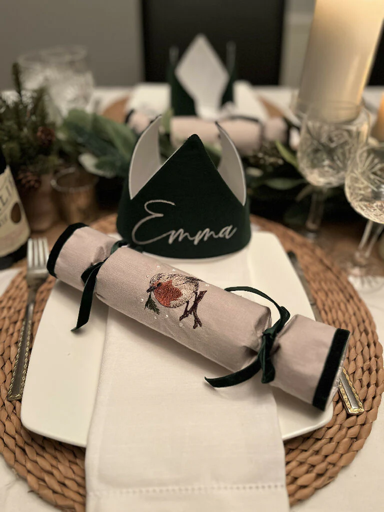 Personalised Luxury Velvet Christmas Cracker Hats Eco and Reusable - 8 Colours - Image 6