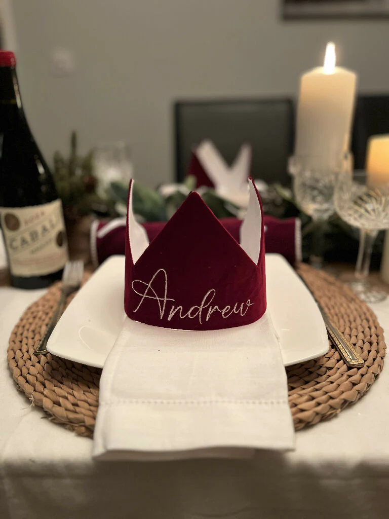 Personalised Luxury Velvet Christmas Cracker Hats Eco and Reusable - 8 Colours - Image 8