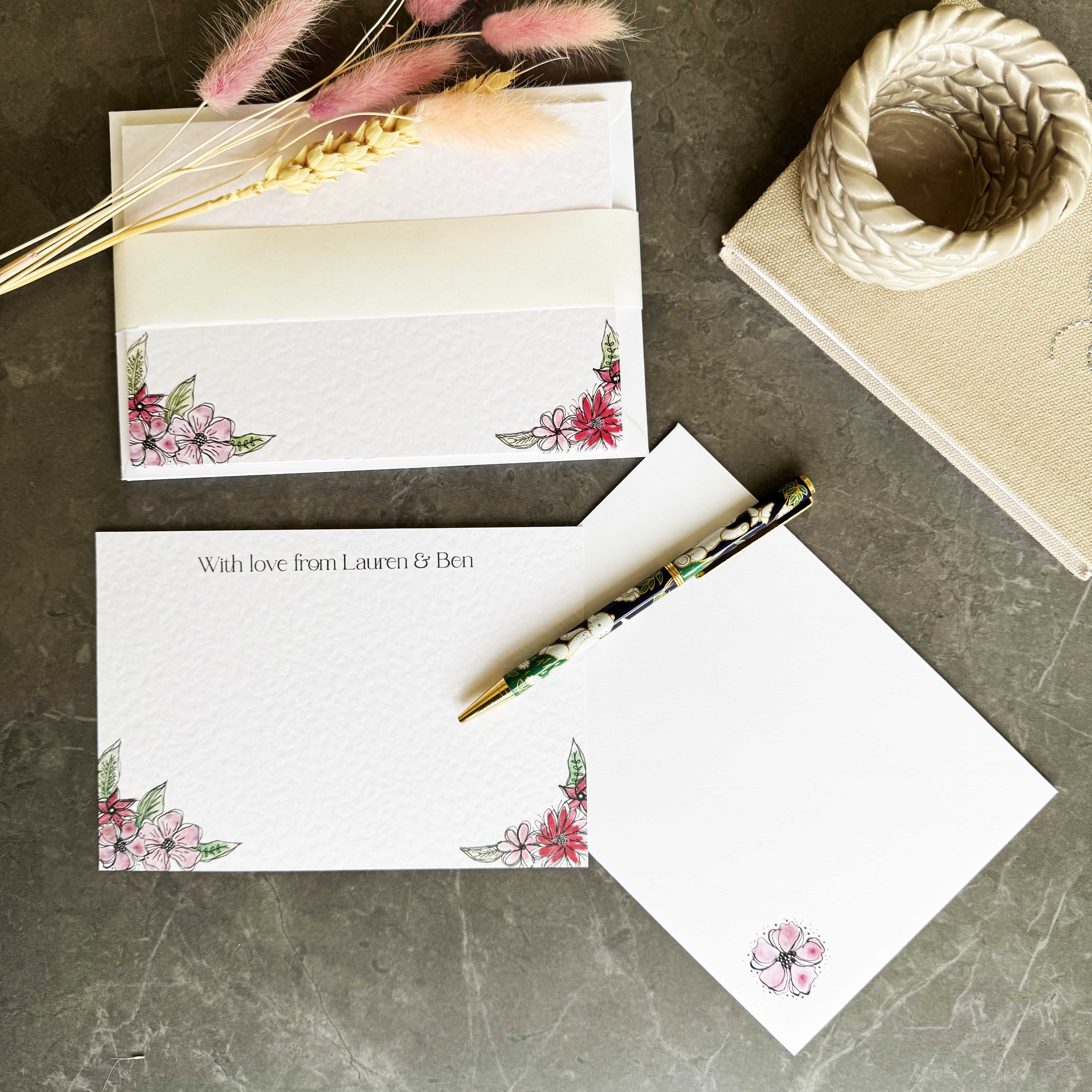 Personalised Pink Floral Note Cards - Image 2