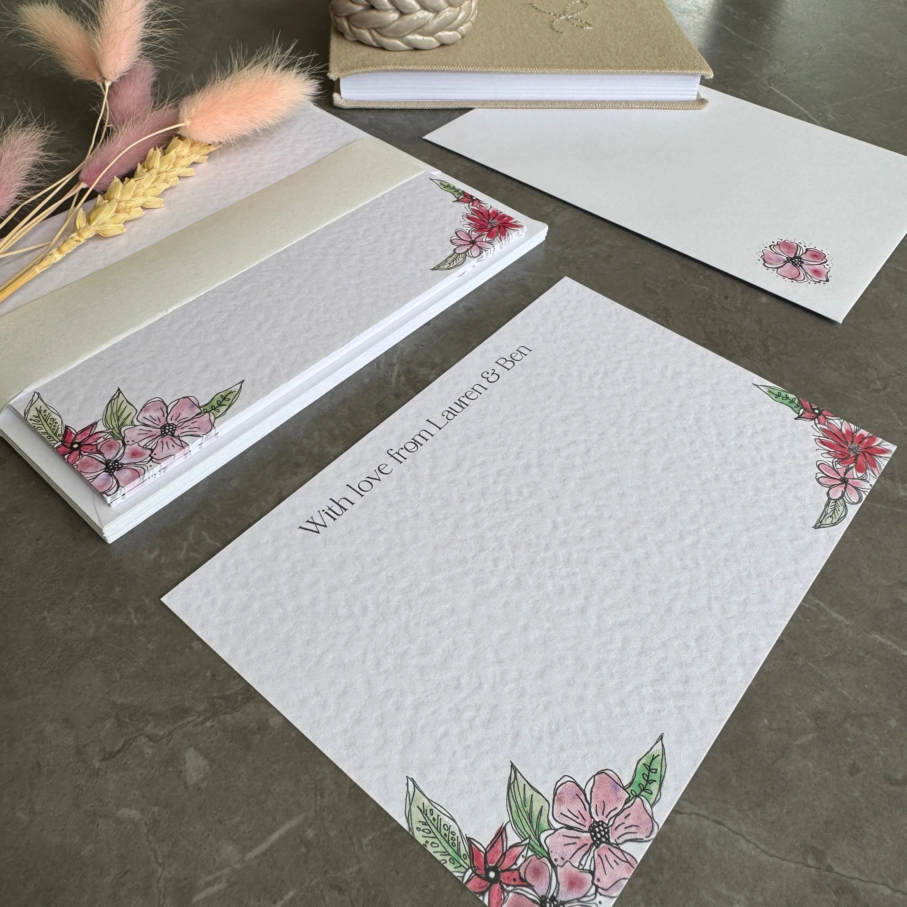 Personalised Pink Floral Note Cards - Image 3