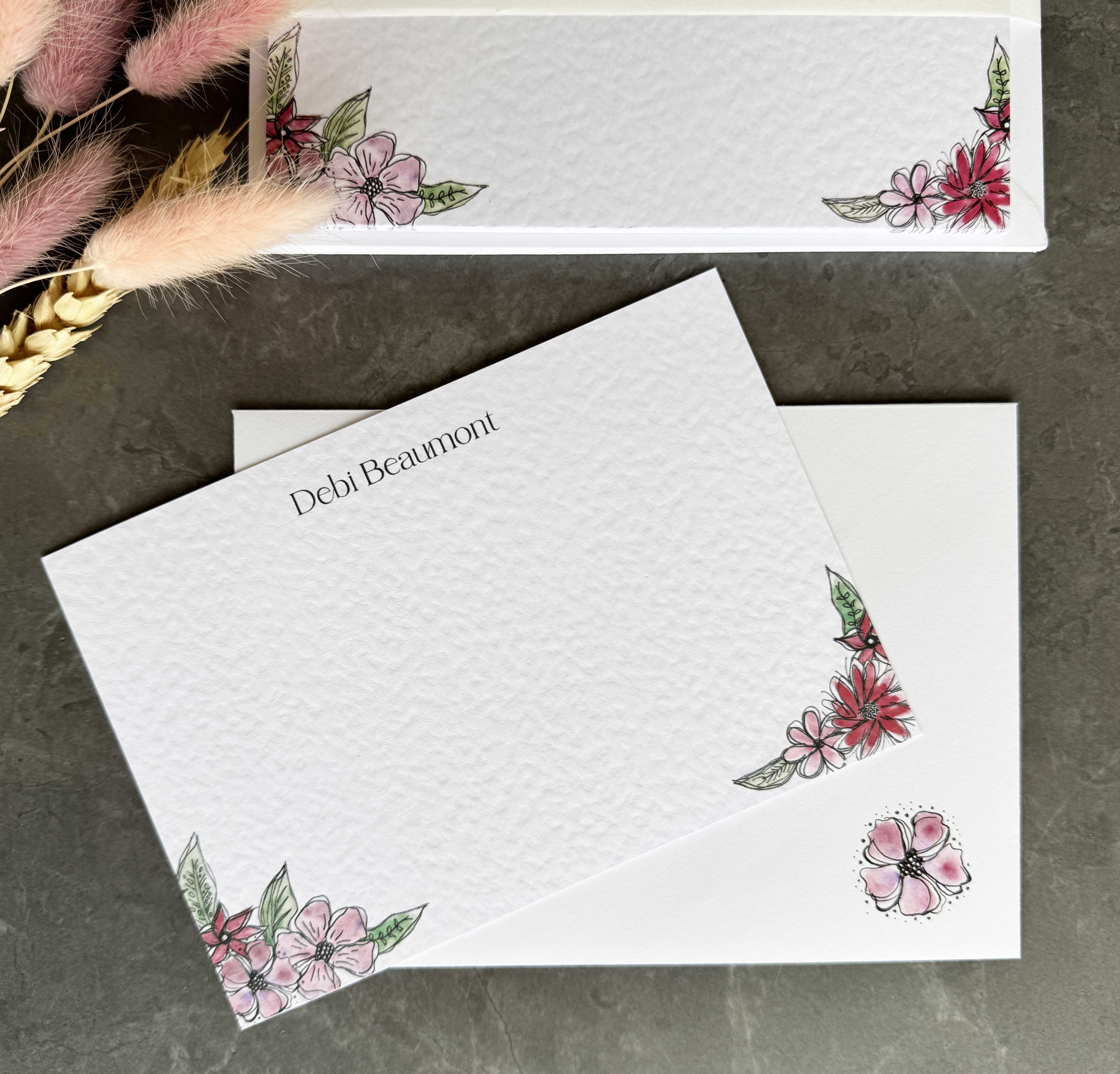 Personalised Pink Floral Note Cards - Image 4