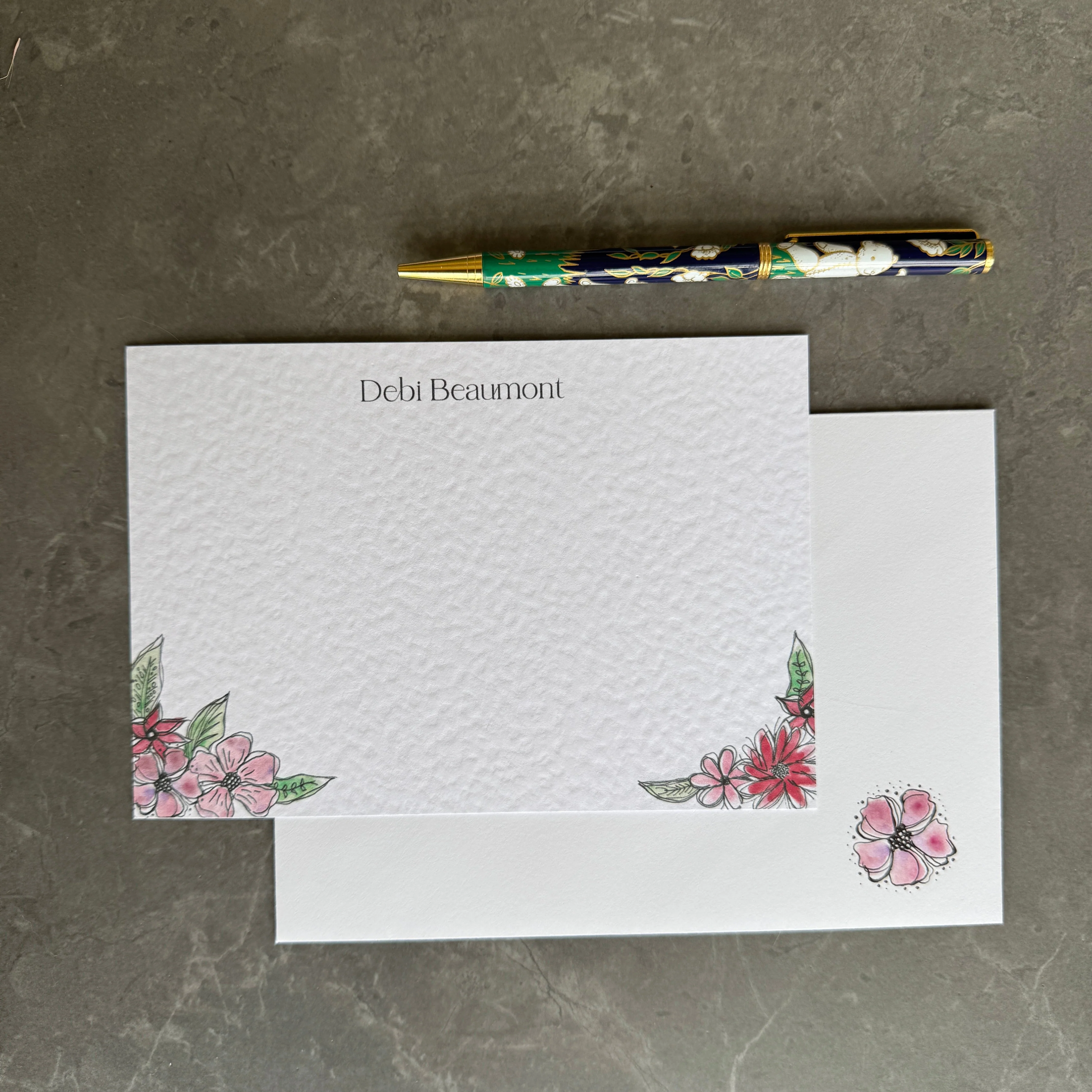Personalised Pink Floral Note Cards - Image 5