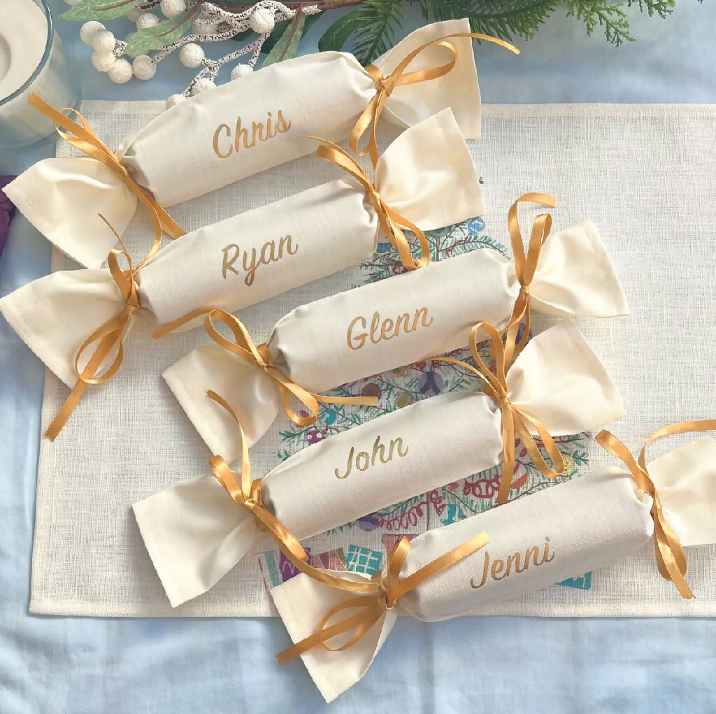 Personalised Reusable Organic Cotton Fabric Christmas Crackers - Image 11