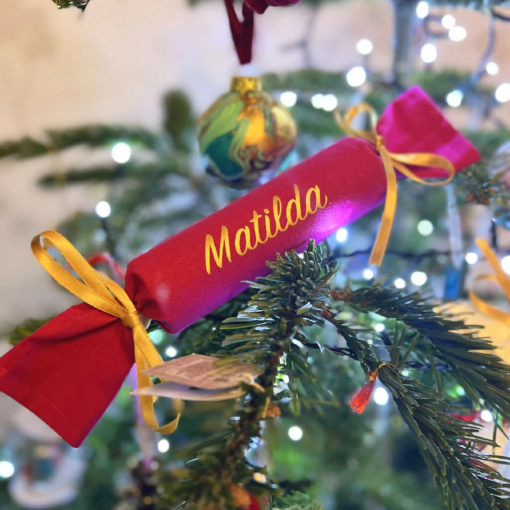 Personalised Reusable Organic Cotton Fabric Christmas Crackers - Image 5