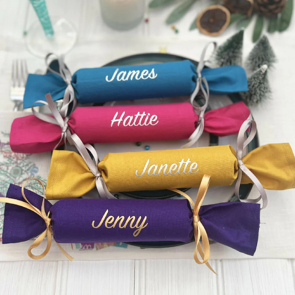 Personalised Reusable Organic Cotton Fabric Christmas Crackers - Image 6