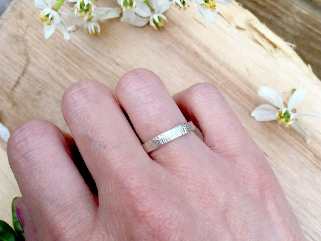 Personalised Silver Tree Bark Ring - Image 2