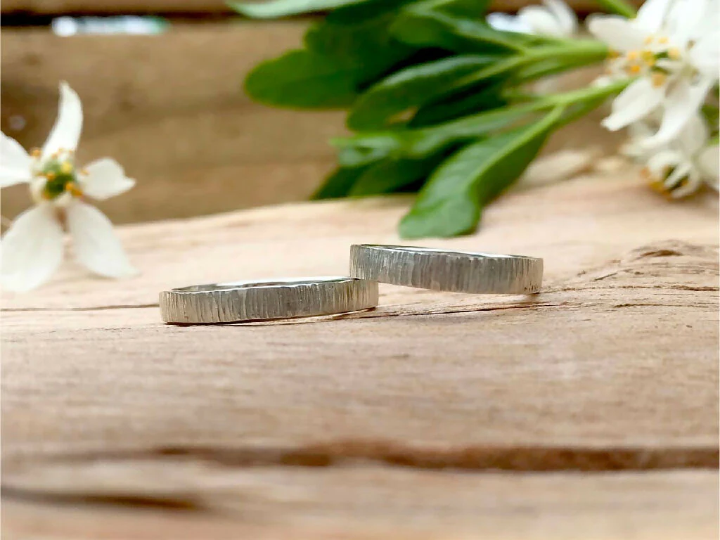 Personalised Silver Tree Bark Ring - Image 3