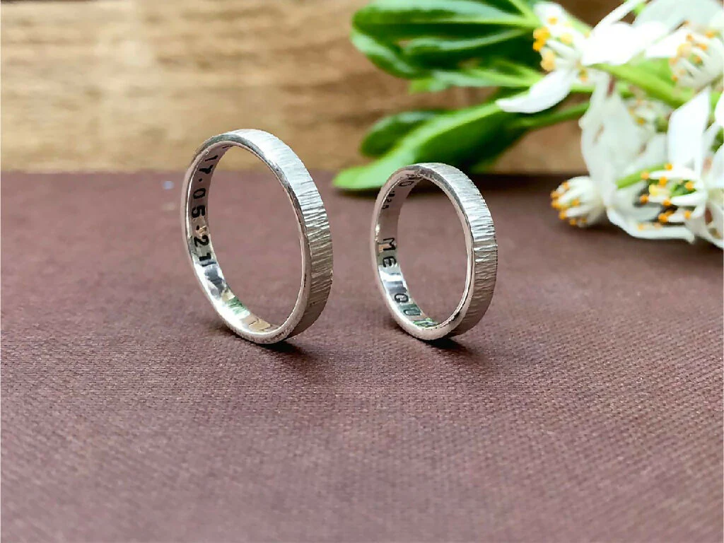 Personalised Silver Tree Bark Ring - Image 4
