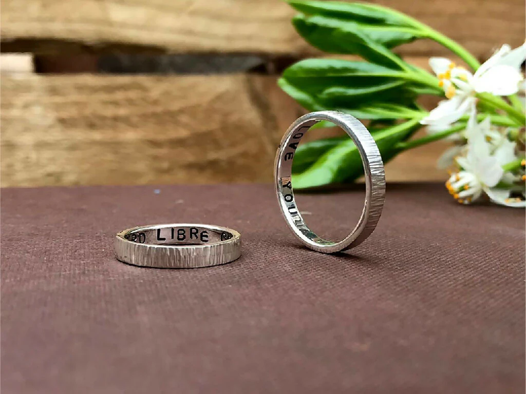 Personalised Silver Tree Bark Ring - Image 5