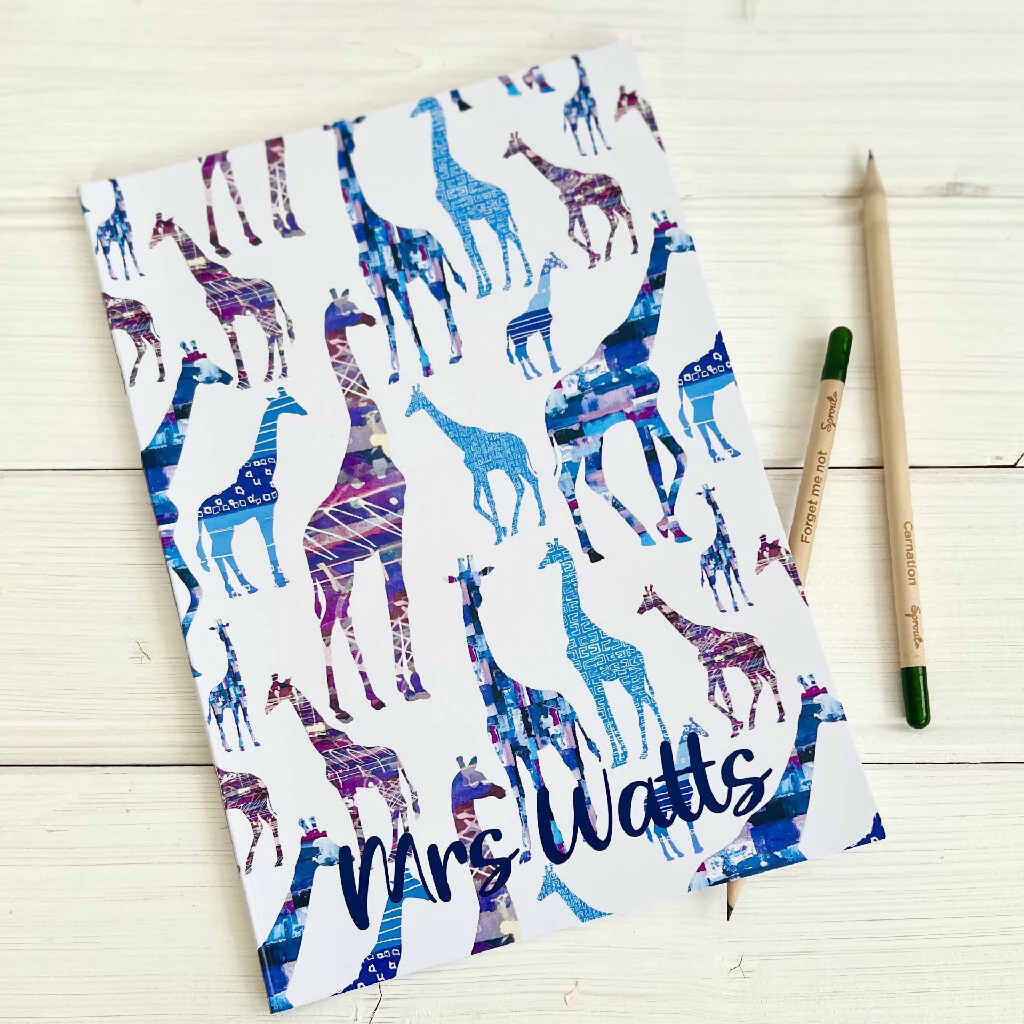 Personalised Teacher Journal Notebooks and Sprout Pencil - Animal Designs - Image 2