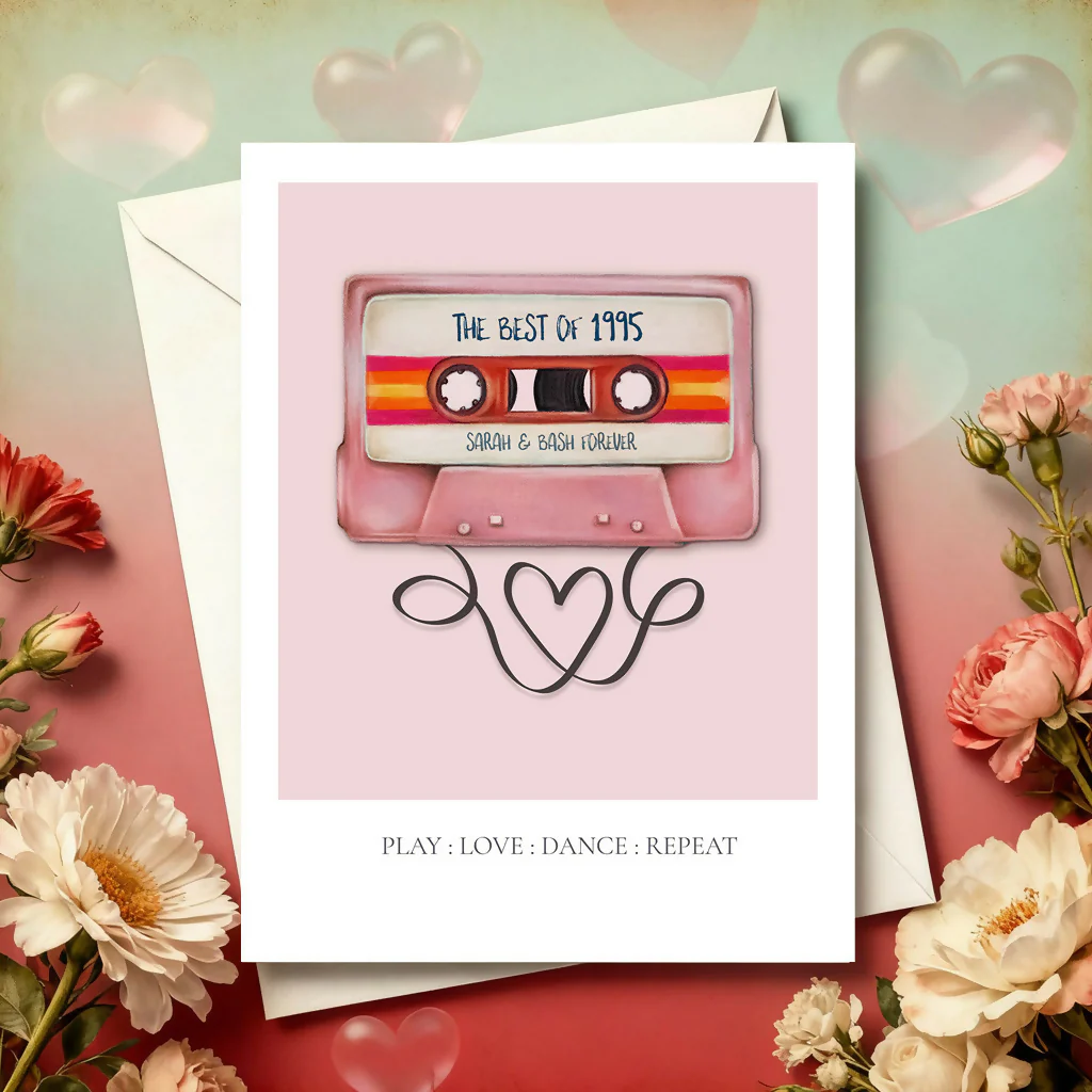 Personalised Anniversary Mix Tape Card – A5 - Image 2