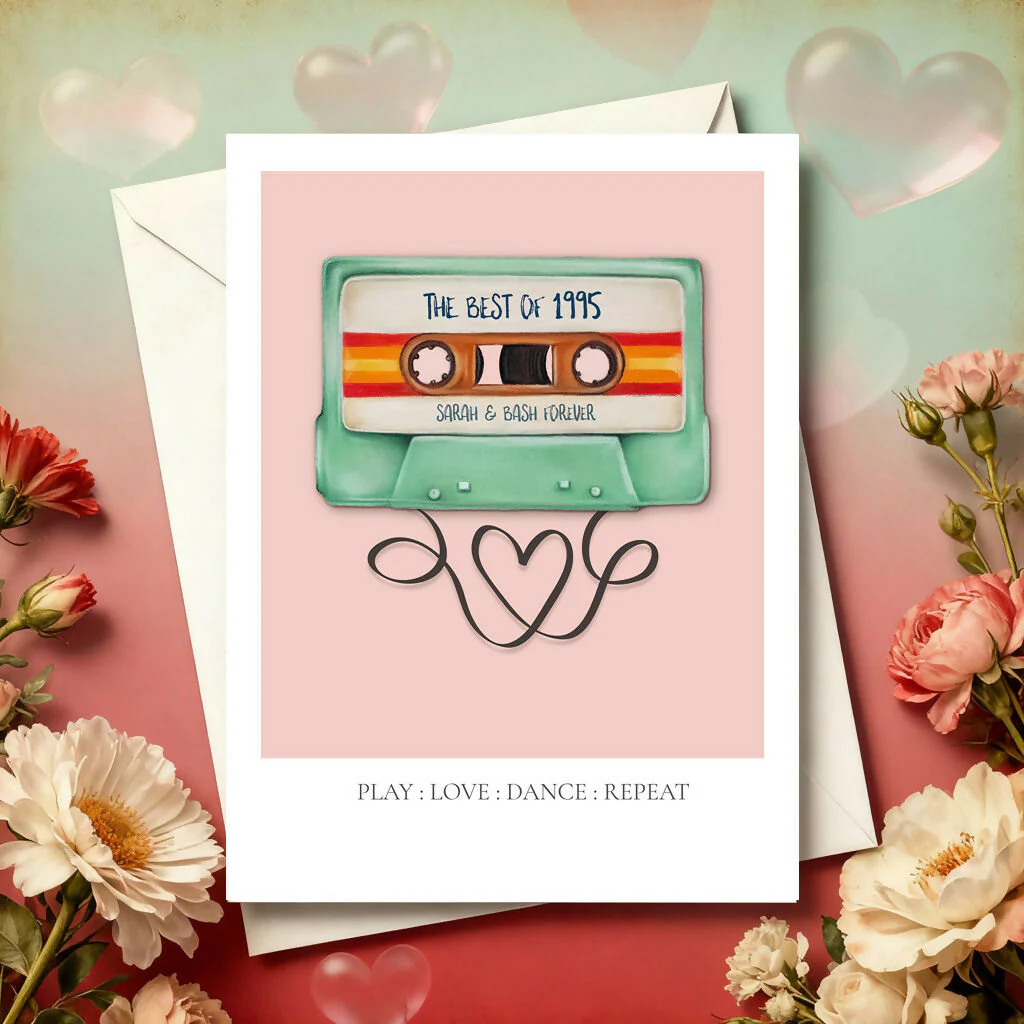Personalised Anniversary Mix Tape Card – A5 - Image 3