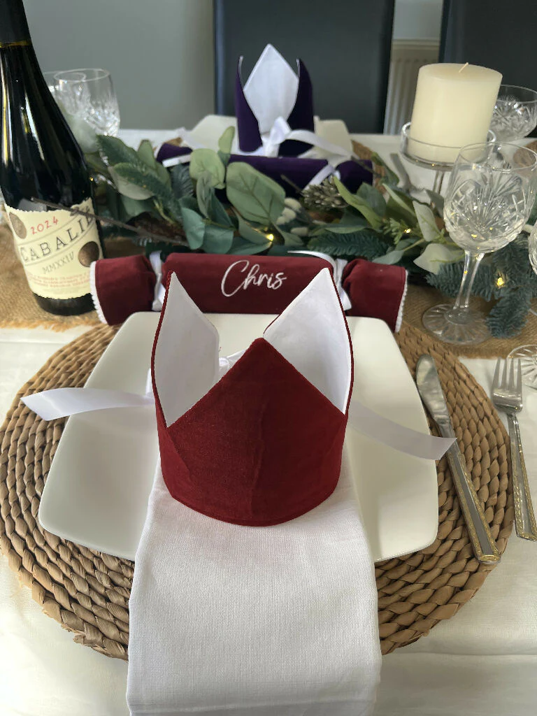 Personalised Velvet Christmas Crackers: Eco-Friendly Reusable Fabric - 9 colour options - Image 4
